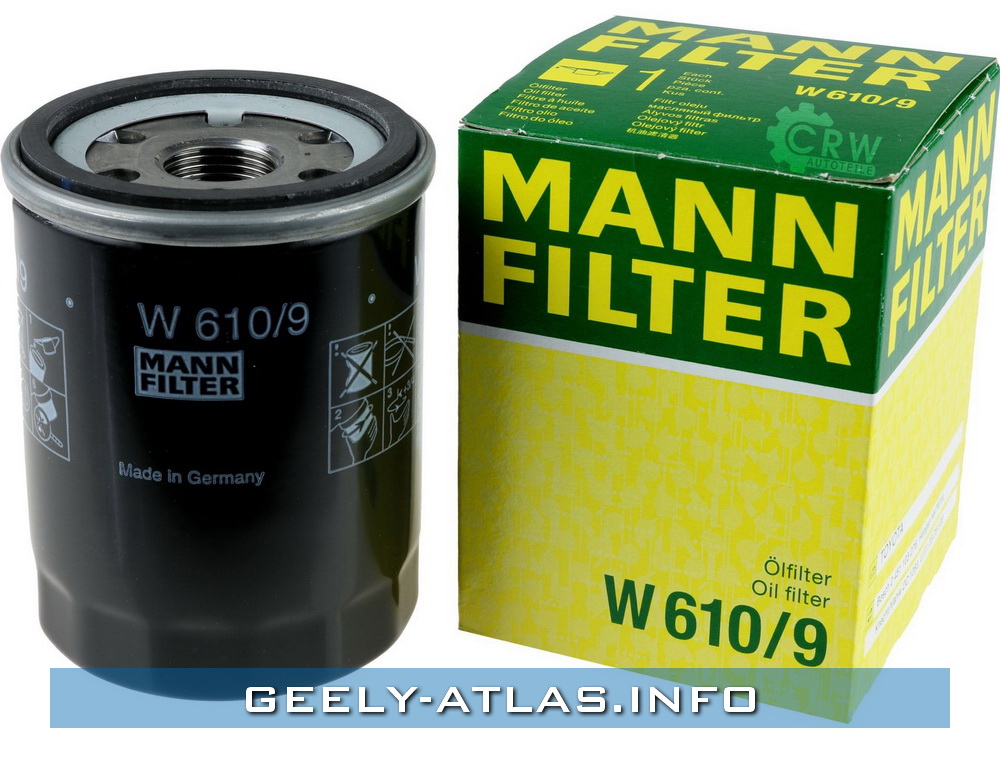 ФОТО Mann W6109 Фильтр масляный Geely Atlas 2017-, 2.0, 2.4,